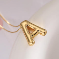 Gold Initial Necklace for Women Teens Trendy Bubble Letter Pendant Gift Jewelry