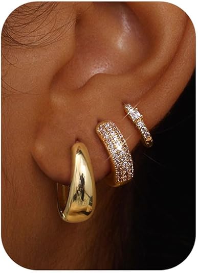 Gold Plated Chunky Hoop Earrings for Women