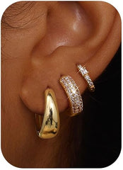 Gold Plated Chunky Hoop Earrings for Women