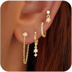 Gold Plated Dangle Huggie Earrings for Women