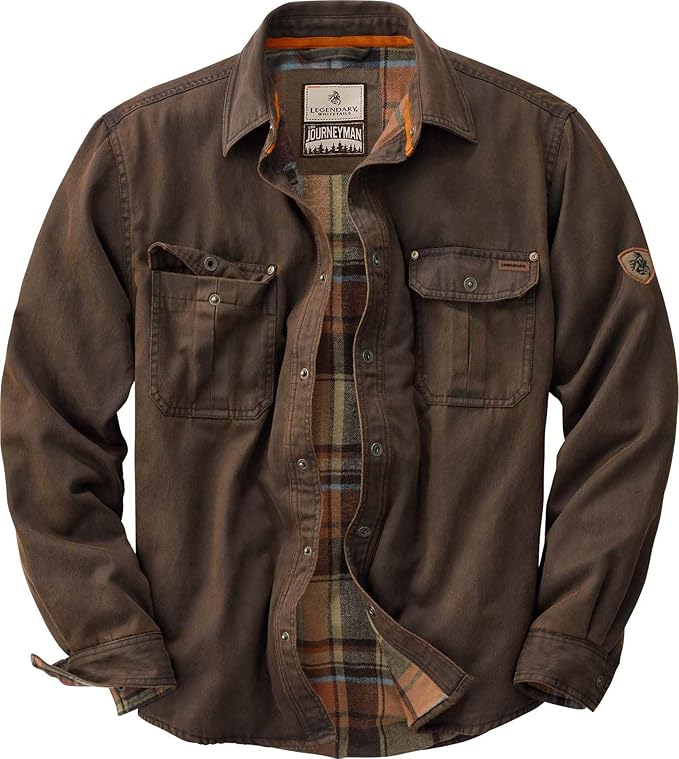 Men's Flannel Lined Shirt Jacket Waxed Cotton