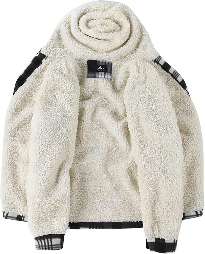 Men's Flannel Jacket Fleece Sherpa Lined Plaid Jackets Coat