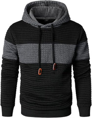 Men's Waffle Knit Color Block Pullover Hoodie