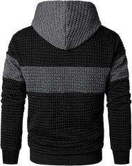 Men's Waffle Knit Color Block Pullover Hoodie