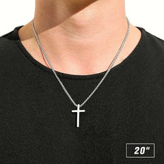 Men's Silver Black Gold Stainless Steel Cross Necklace 16-30 Inch Box Chain