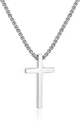 Men's Silver Black Gold Stainless Steel Cross Necklace 16-30 Inch Box Chain