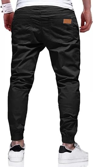 Mens Casual Joggers Pants - Cotton Drawstring Chino Cargo