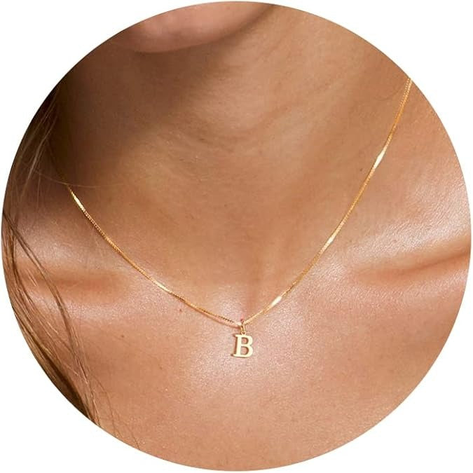 Mothers Day Gold Initial Necklace Women A B C Letter Pendant Gift