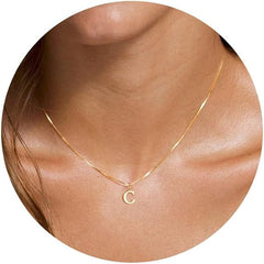 Mothers Day Gold Initial Necklace Women A B C Letter Pendant Gift