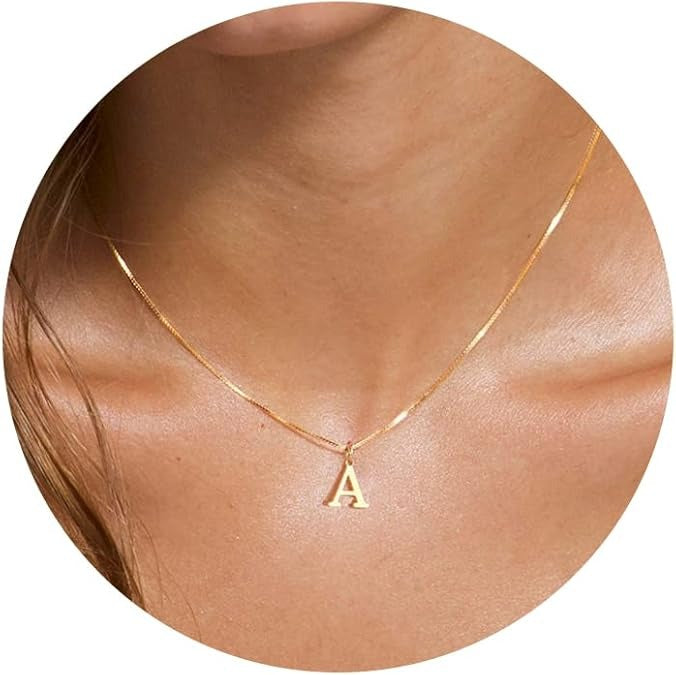 Mothers Day Gold Initial Necklace Women A B C Letter Pendant Gift
