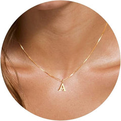 Mothers Day Gold Initial Necklace Women A B C Letter Pendant Gift