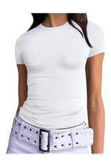 Trendy Women's Basic Short Sleeve Crop Slim Fit T-Shirt