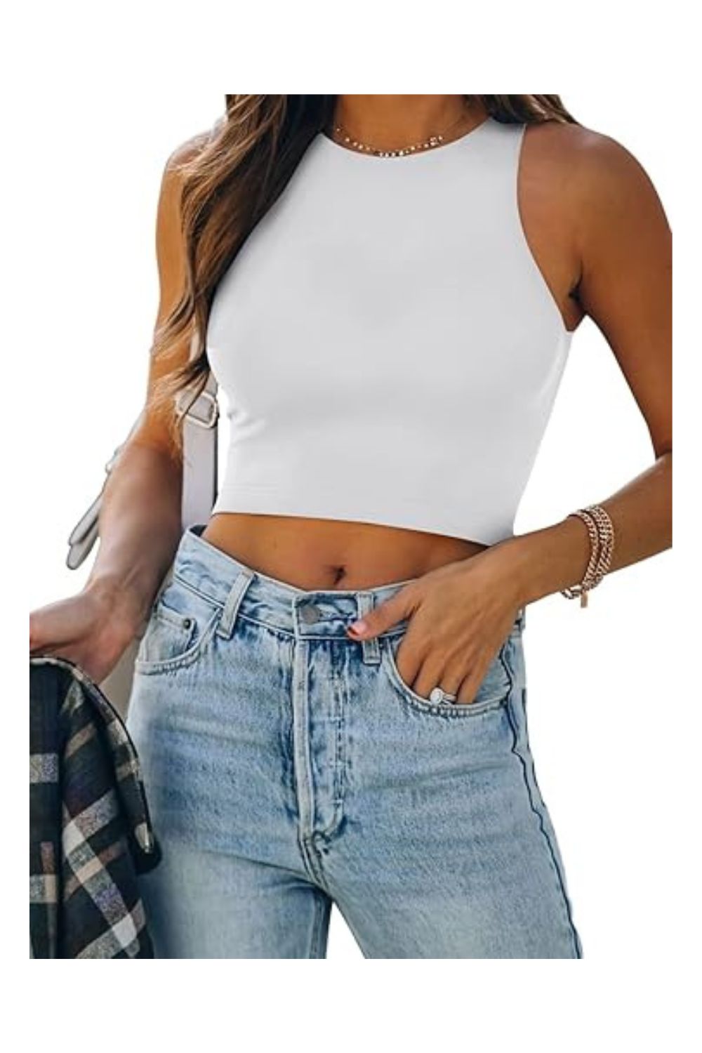 Trendy Women's Sleeveless Halter Neck Double-Lined Crop Top