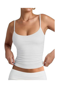 Trendy Women's Double-Lined Scoop Neck Adjustable Cami Tank