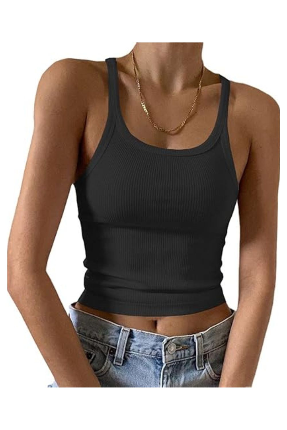 Trendy Women's Sleeveless Scoop Neck Ribbed Knit Cami