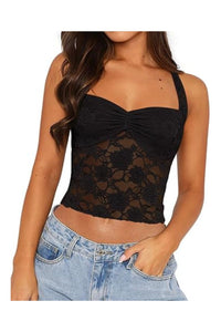 Trendy Women's Lace Halter Y2K Sexy Crop Top