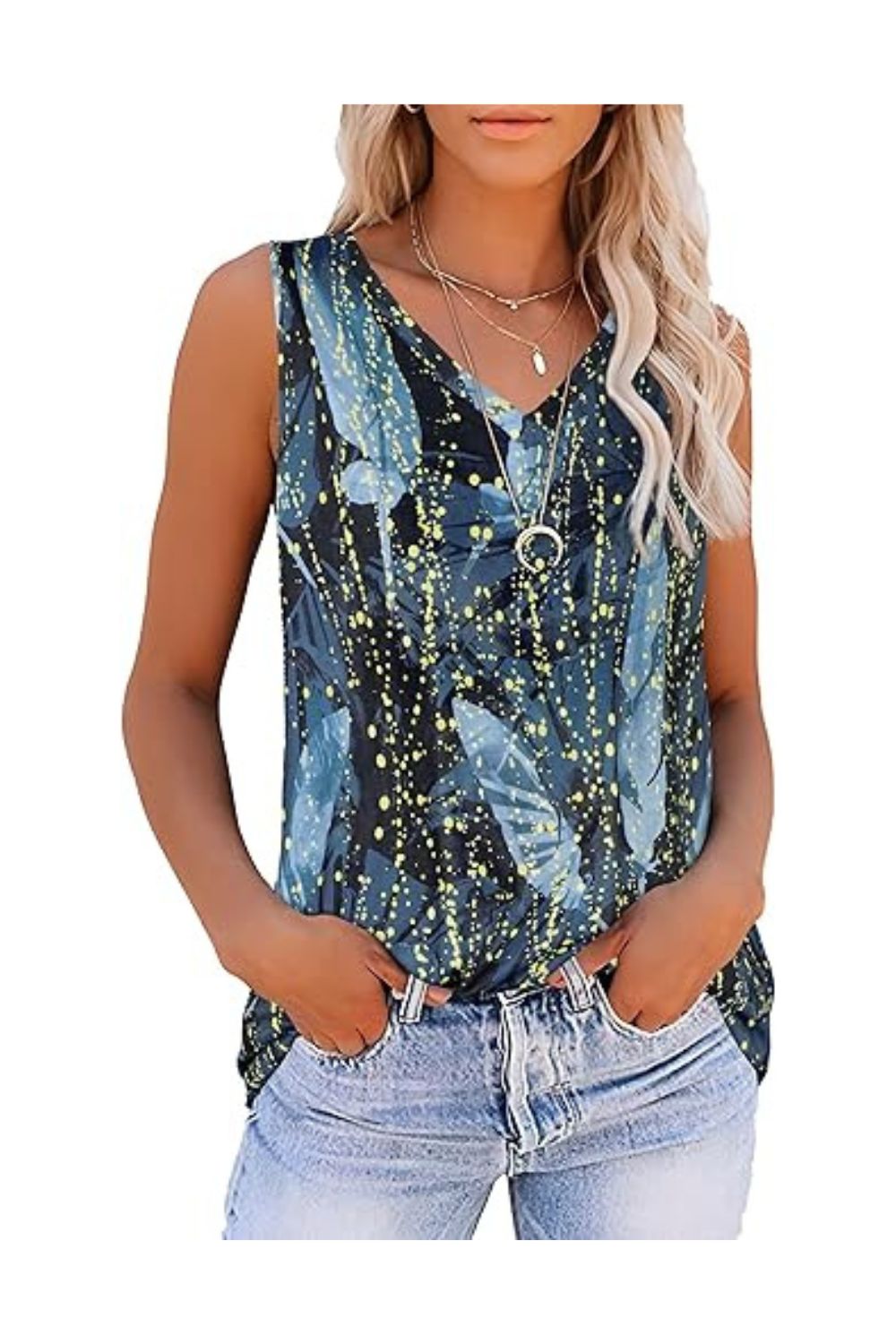 Summer Tops for Women Sleeveless V-Neck Casual Tank