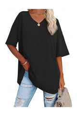Trendy Women's Oversized V-Neck Business Casual Workout Top