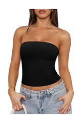 Trendy Women's Y2K Strapless Backless Double-Lined Crop Top
