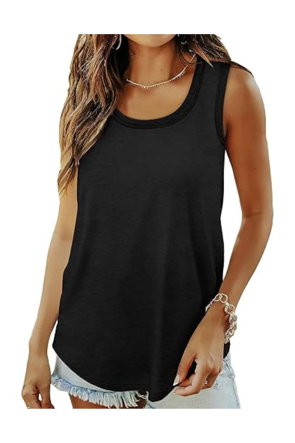 Trendy Women's Loose Scoop Neck Summer Tank Top