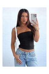 Trendy Women's Y2K Strapless Backless Double-Lined Crop Top