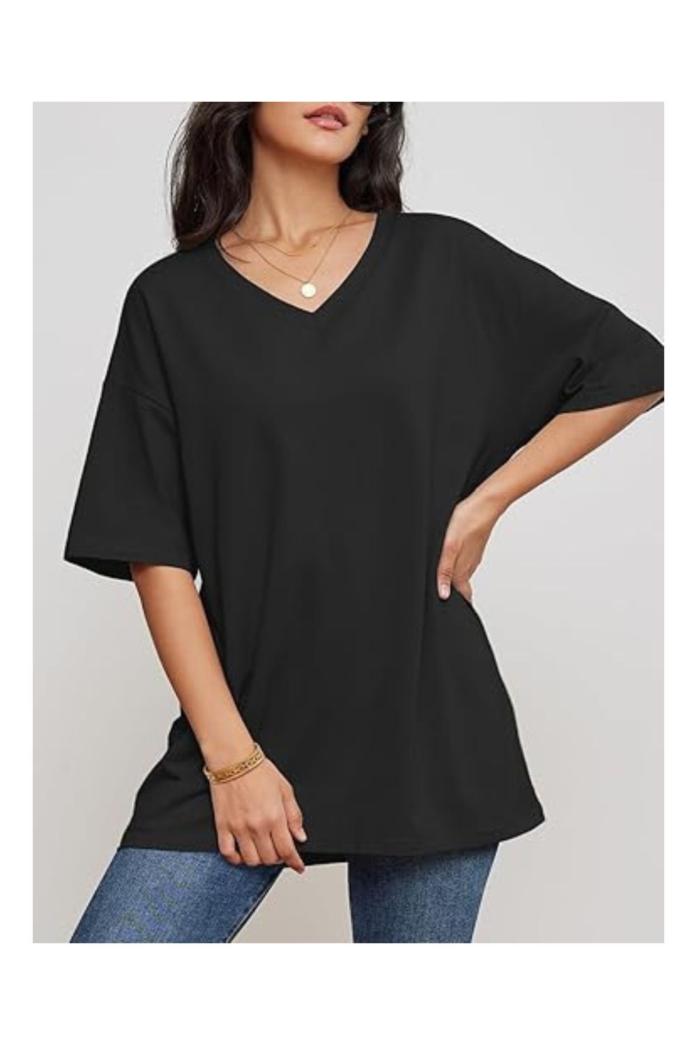 Trendy Women's Oversized V-Neck Business Casual Workout Top
