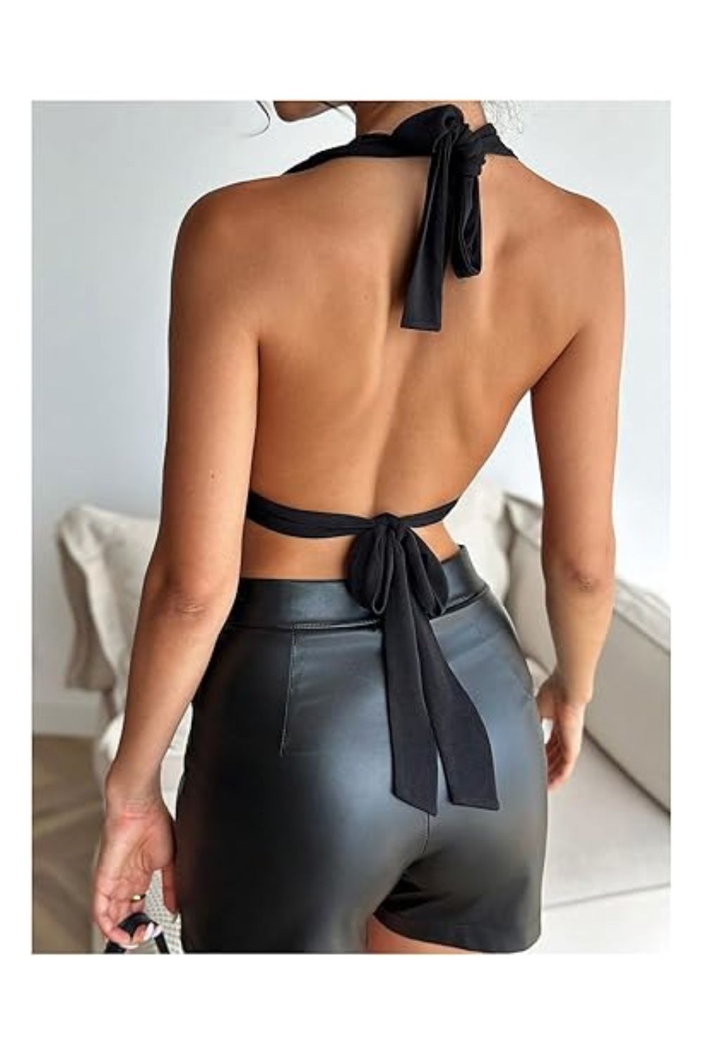 Trendy Women's Sexy Halter Open Back V-Neck Top