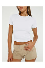 Trendy Women's Basic Short Sleeve Crop Slim Fit T-Shirt