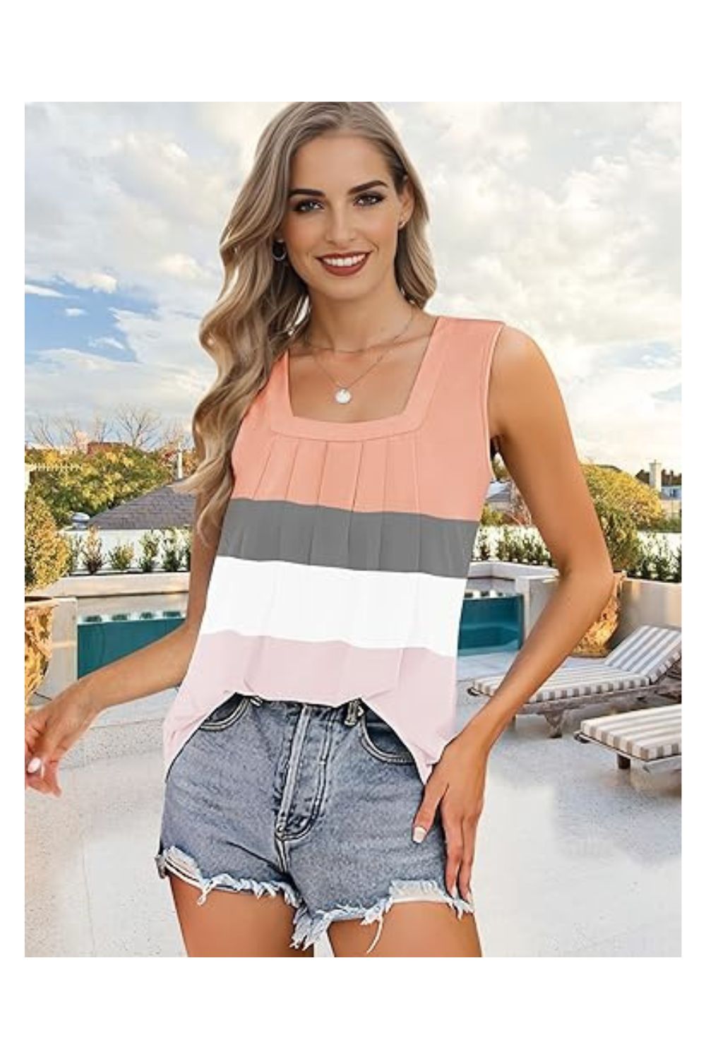 Summer Tank Tops Women Loose Fit Square Neck