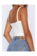 Trendy Women's Spaghetti Strap V-Neck Ribbed Tank Top