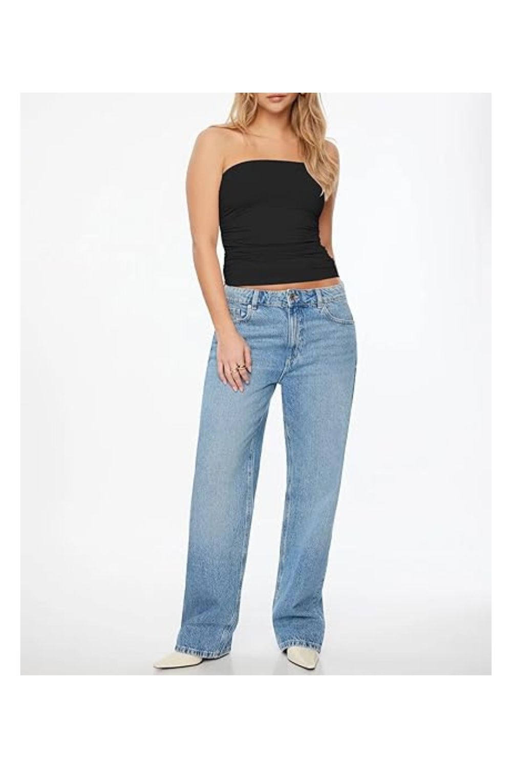 Trendy Women's Strapless Ruched Bandeau Crop Tube Top