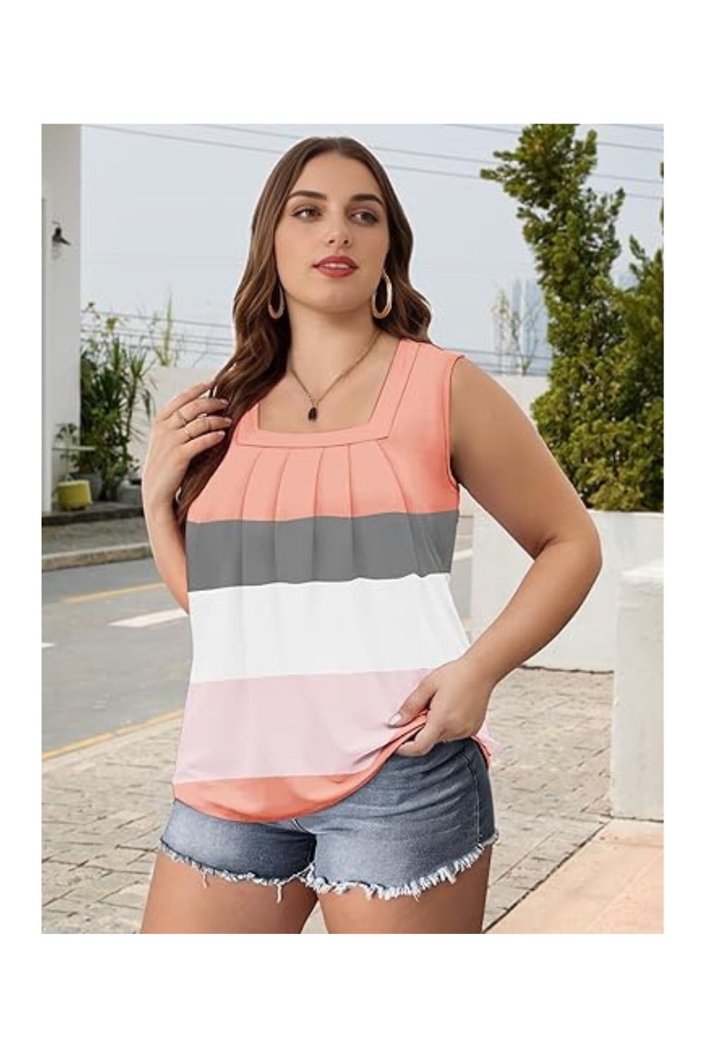 Summer Tank Tops Women Loose Fit Square Neck