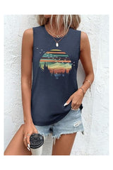 Sleeveless Women's Sleeveless Graphic Crewneck Loose Fit Tank Top