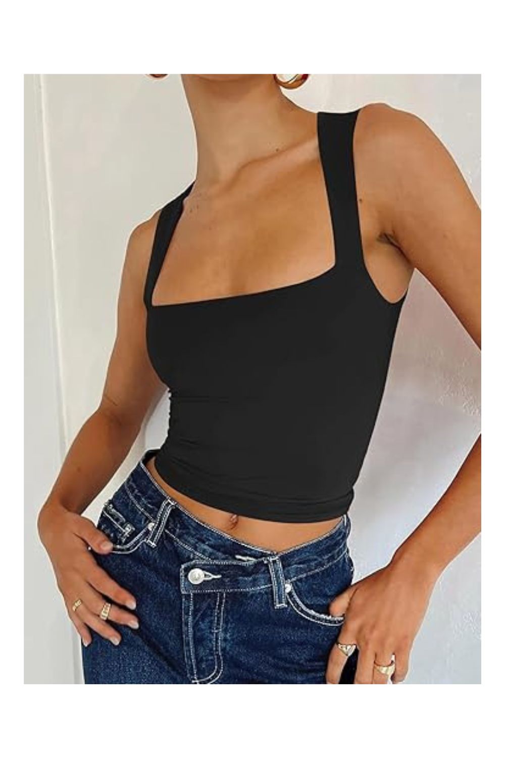 Trendy Women's Square Neck Double-Lined Going Out Crop Top
