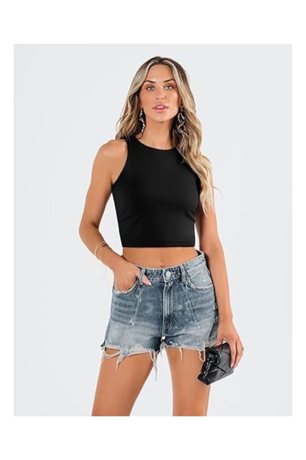 Trendy Women's Sleeveless Double-Lined Racerback Crop Tank