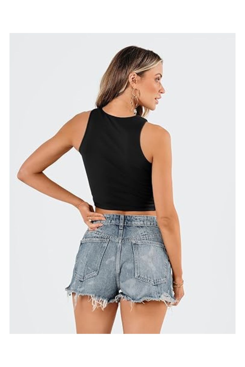Trendy Women's Sleeveless Double-Lined Racerback Crop Tank
