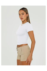 Trendy Women's Basic Short Sleeve Crop Slim Fit T-Shirt