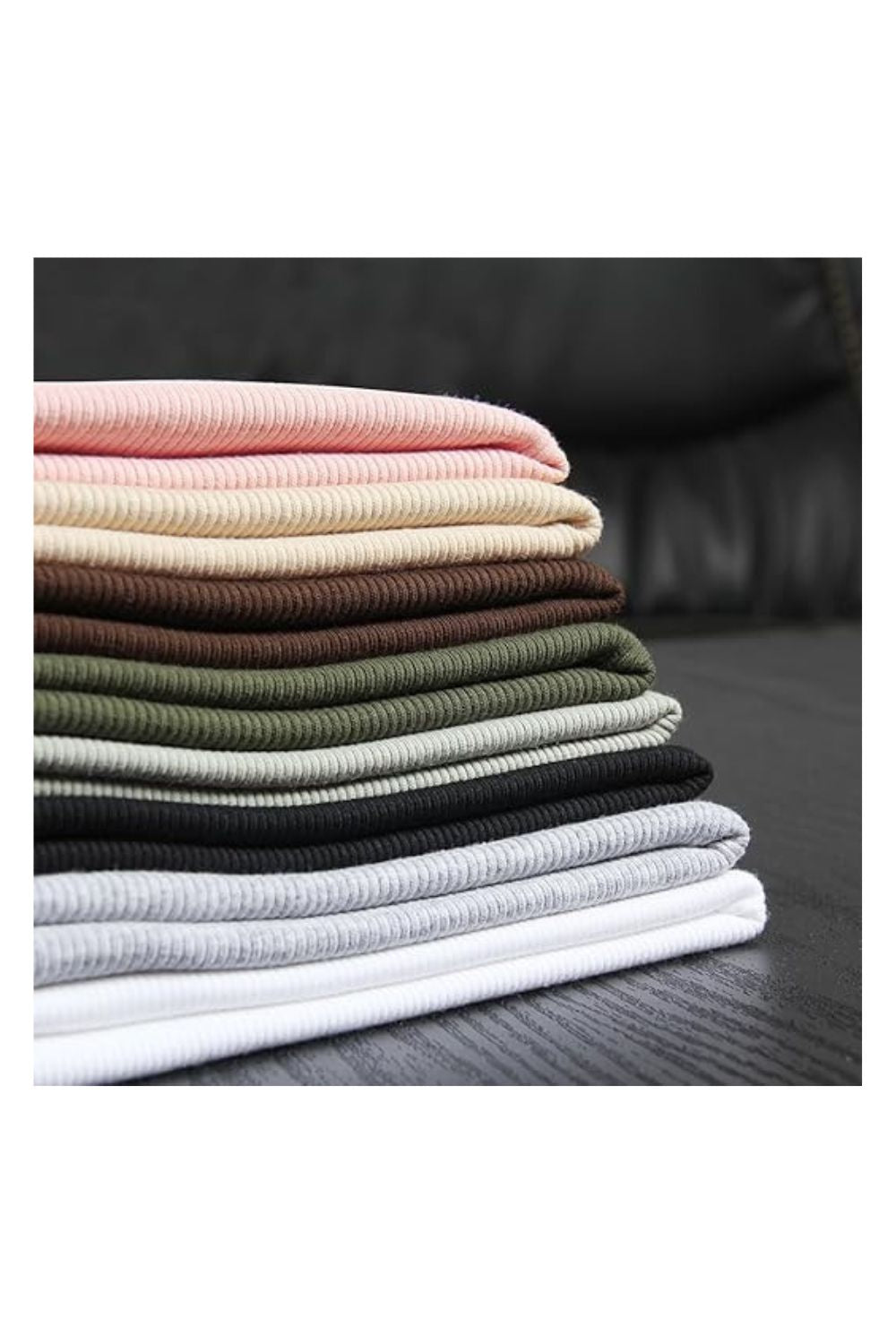 Trendy Women's Crew Neck Ribbed Fitted Summer T-Shirt