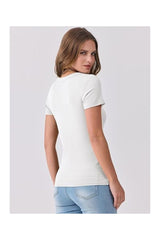 Trendy Women's Short Sleeve V-Neck Ribbed Knit Top