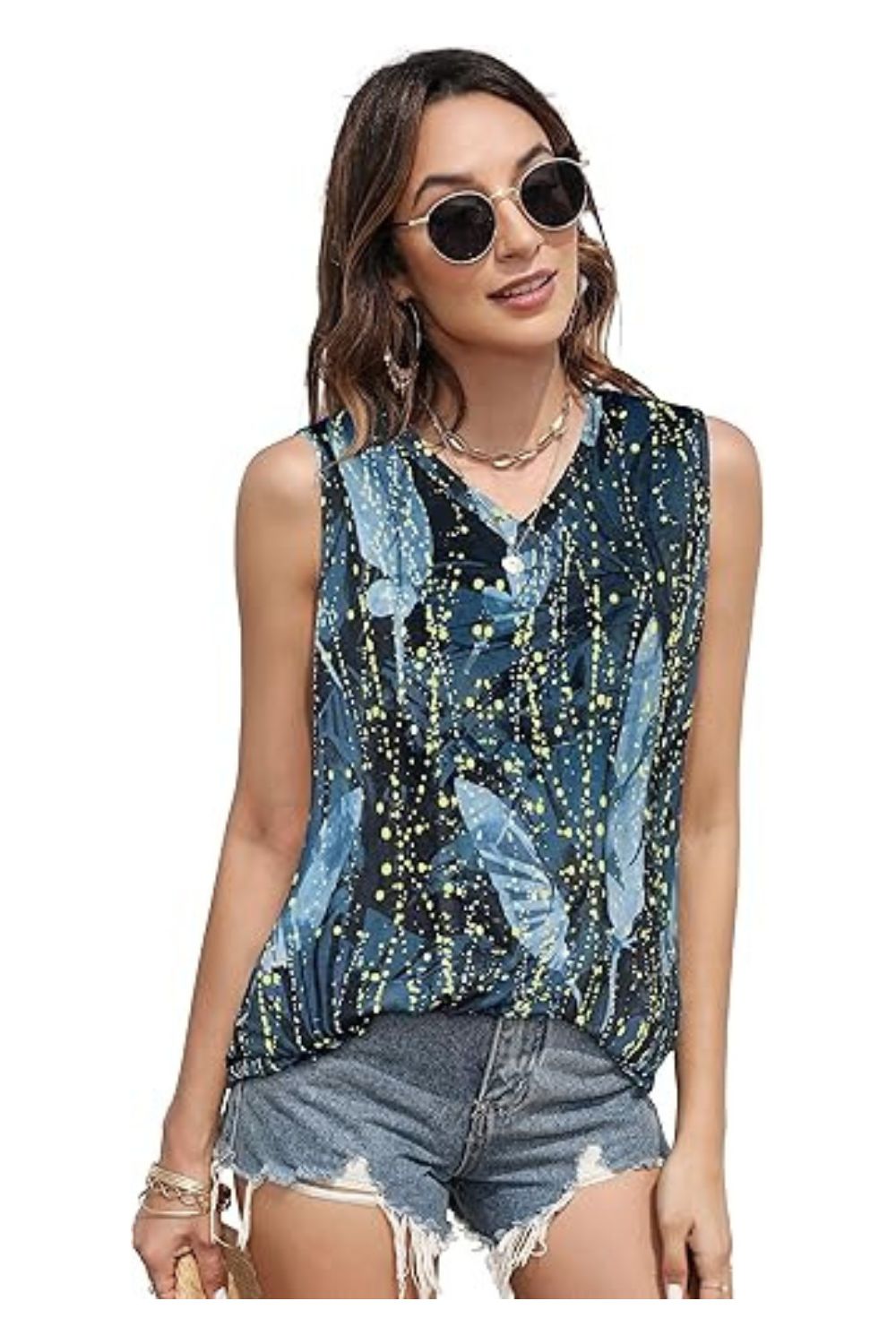 Summer Tops for Women Sleeveless V-Neck Casual Tank