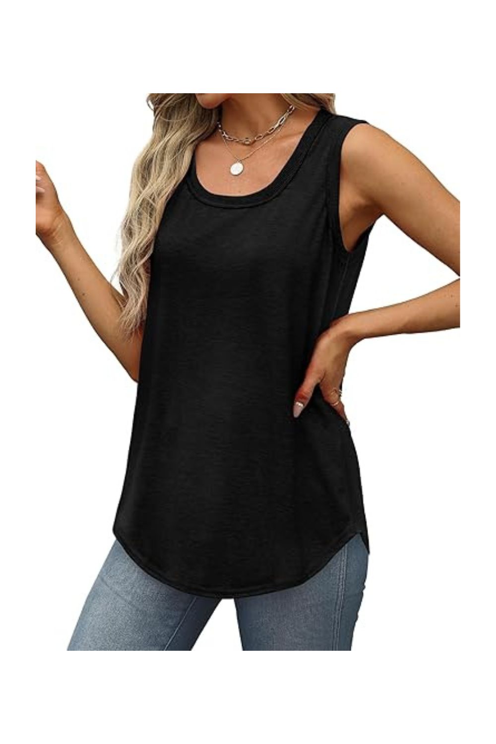 Trendy Women's Loose Scoop Neck Summer Tank Top