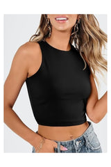 Trendy Women's Sleeveless Double-Lined Racerback Crop Tank