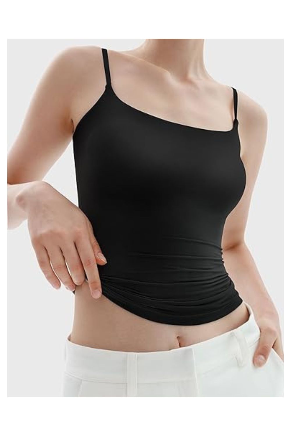 Trendy Women's Square Neck Adjustable Spaghetti Strap Tank