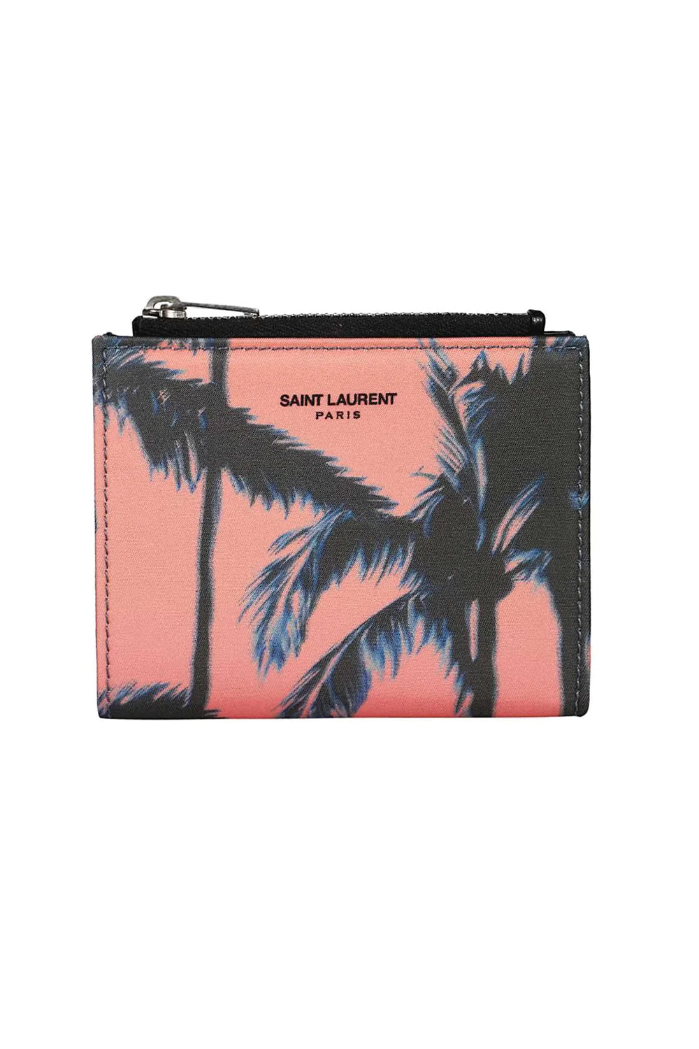 Saint Laurent Nylon Dip Dye Palm Print Credit Card Wallet