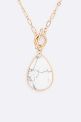 Stone Teardrop Pedant Toggle Necklace
