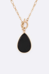 Stone Teardrop Pedant Toggle Necklace
