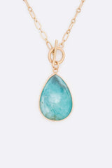 Stone Teardrop Pedant Toggle Necklace