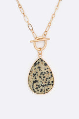 Stone Teardrop Pedant Toggle Necklace