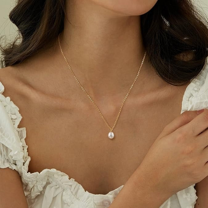 14K Gold Plated Single Pearl Choker Necklace