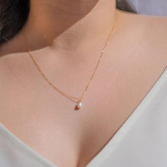 14K Gold Plated Single Pearl Choker Necklace